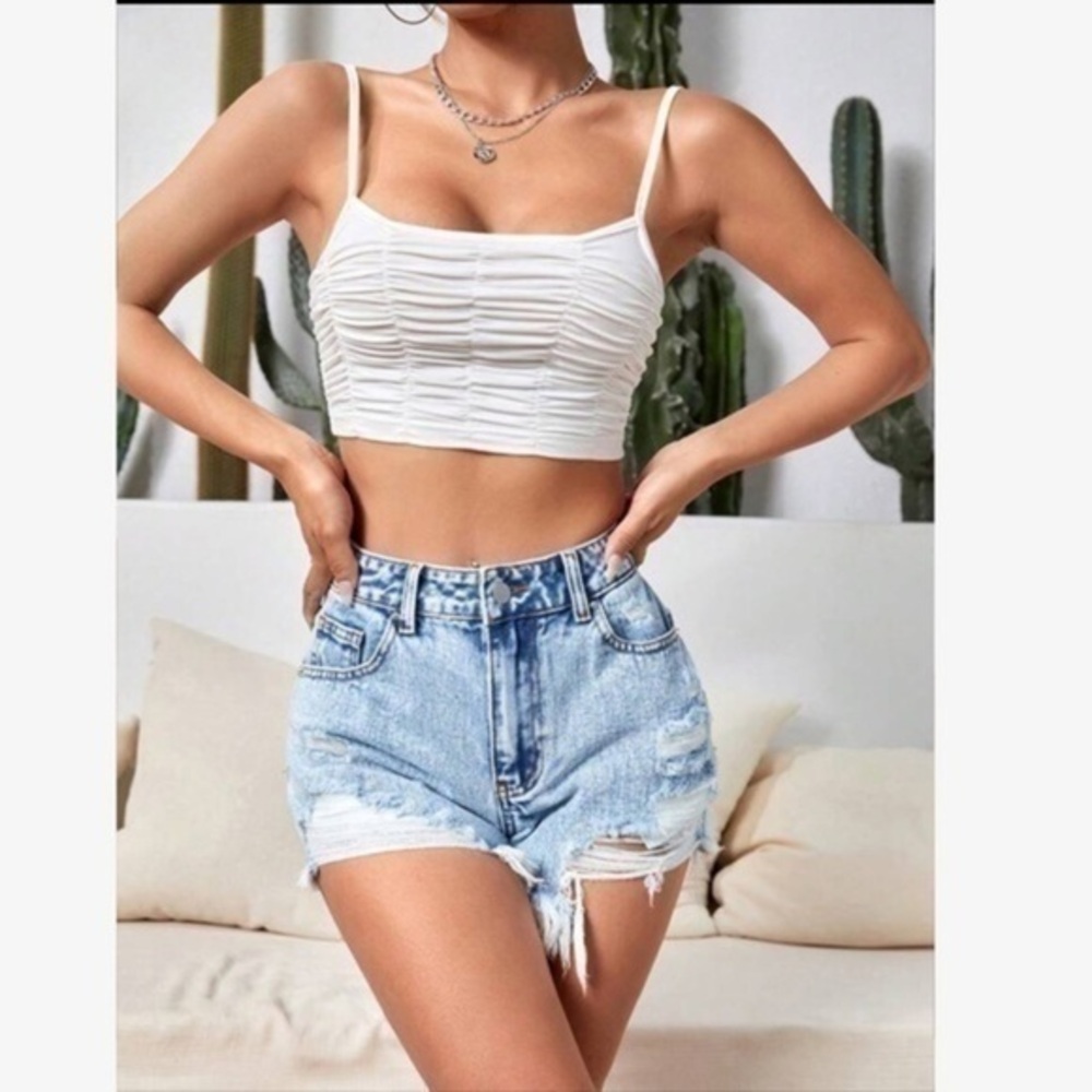 Garage Blue Highrise Festival Jean Shorts Size 26 Cotton Blend